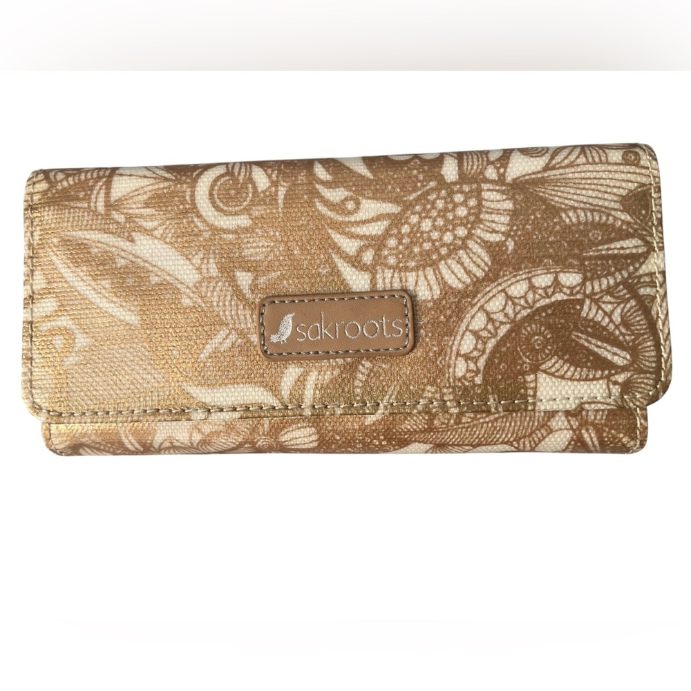 SAKROOTS Artist Circle Metallic Bronze Trifold Wallet Coin